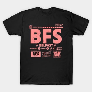 Vintage Belfast BFS Airport Code Travel Day Retro Travel Tag Northern Ireland T-Shirt